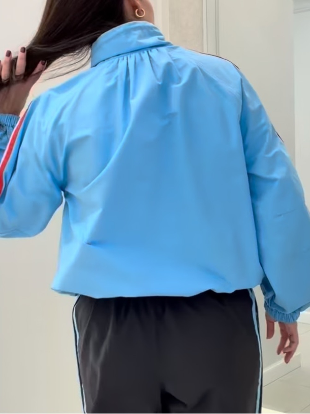 adidas x asos Light Blue Bomber Jacket with Red Stripes - Picture 6 of 6